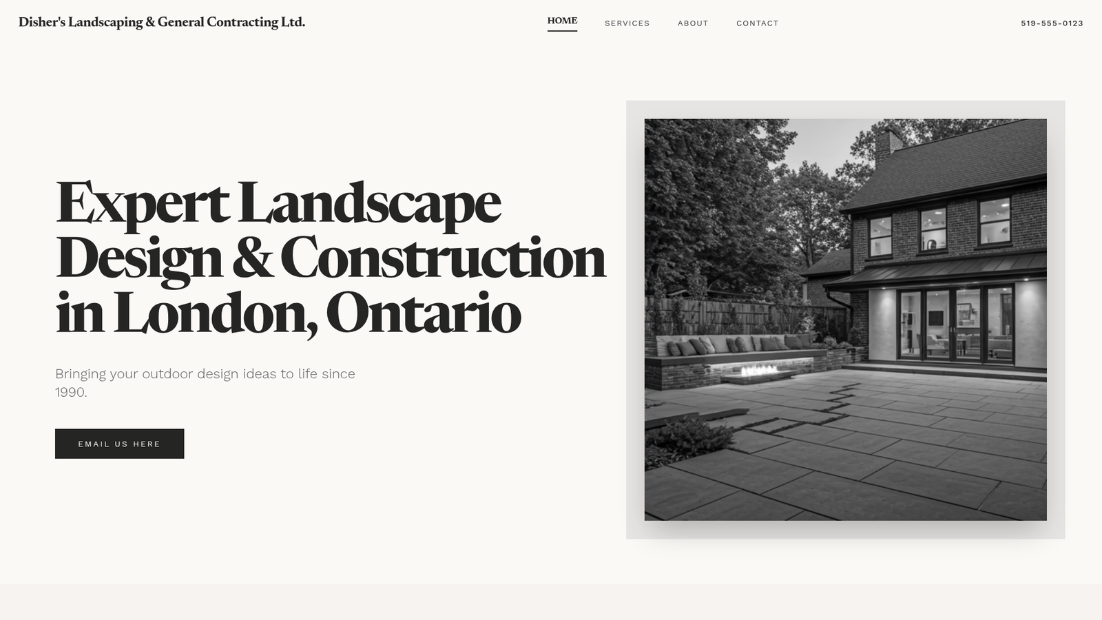 Disher's Landscaping & General Contracting website screenshot